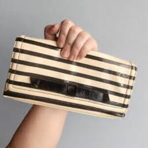 Kate Spade Chelsea Park Keira Black/Cream Striped Clutch